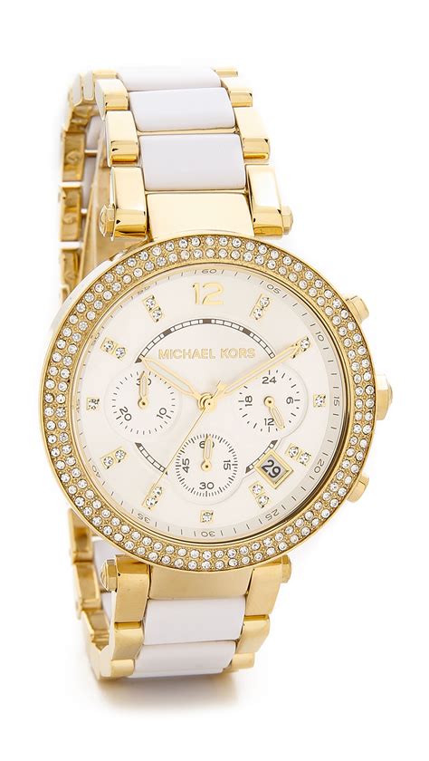 michael kors white and gold